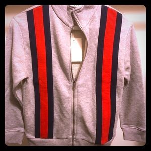 GUCCI Boys Grey Striped Zip up Top Sweatshirt